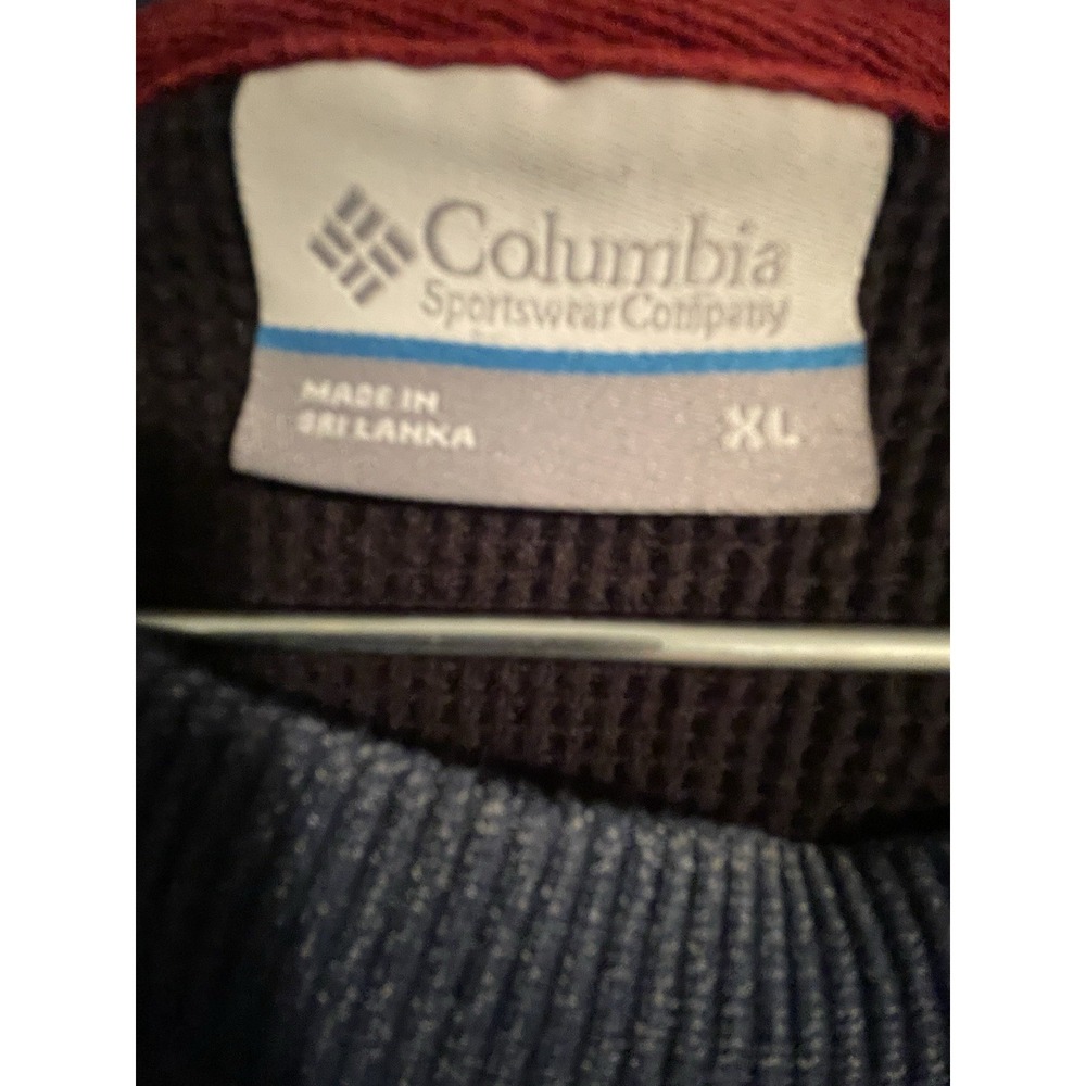 Columbia Men's XL Regular Blue Solid Cotton Knit Crewneck Logo Pullover Sweater - Picture 3 of 3